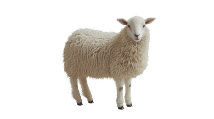 Naklejka premium Fluffy Sheep Standing on Transparent Background