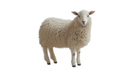  Fluffy Sheep Standing on Transparent Background
