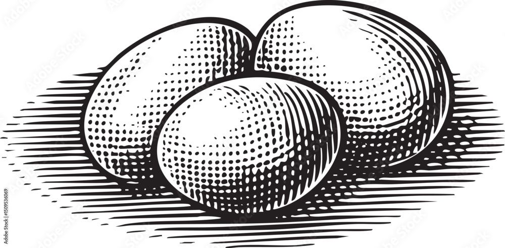 Poster two stylized overlapping oval fruits rest on a textured surface.