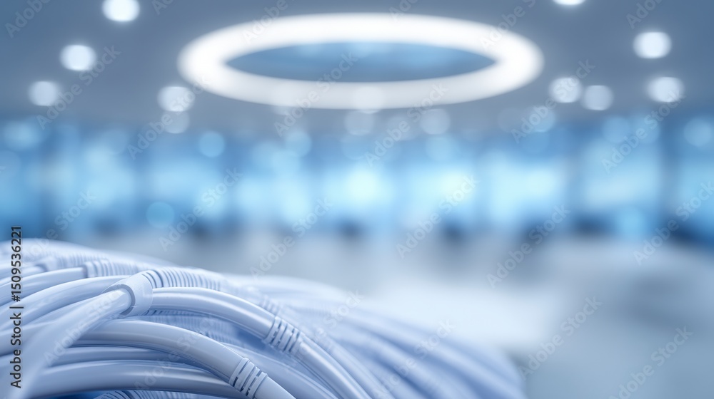Poster modern office network cables data center server room cloud computing technology infras
