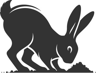 Cute animal vector drawing silhouette of a rabbit isolated graphics element