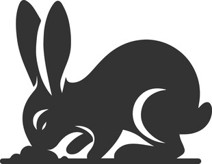 Cute animal vector drawing silhouette of a rabbit isolated graphics element