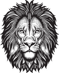 Fototapeta premium majestic lion's head displays intricate black and white linework.