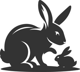 Cute animal vector drawing silhouette of a rabbit isolated graphics element