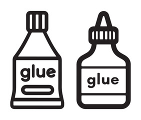 Obraz premium Hand drawn glue bottle line art – set of two styles. Black and white glue bottle illustration.