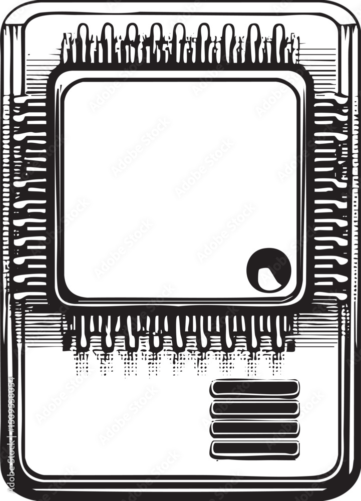 Poster white memory card displays a blank rectangular space with a single black dot.