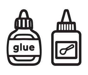 Fototapeta premium Hand drawn glue bottle line art – set of two styles. Black and white glue bottle illustration.