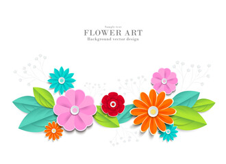 花のペーパークラフト風イラスト(抽象的)｜背景素材アートシリーズ	