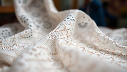 Fototapeta premium close up of a white lace fabric