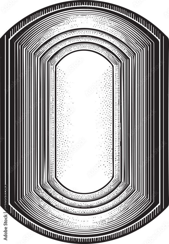 Poster detailed monochrome oval window frame with intricate linear .