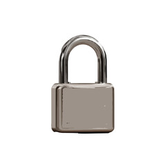Fototapeta premium A close up shot of a silver colored padlock with a curved shackle on a plain white background image view on transparent background