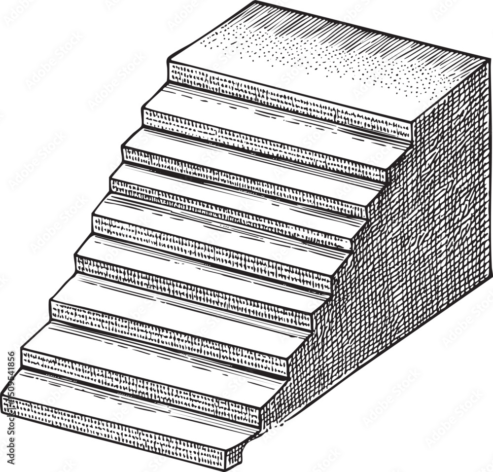 Poster detailed three-dimensional rendering of ascending steps.