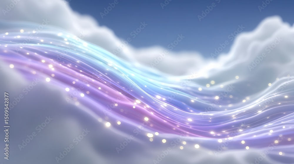 Poster abstract cloud computing glowing waves digital technology background