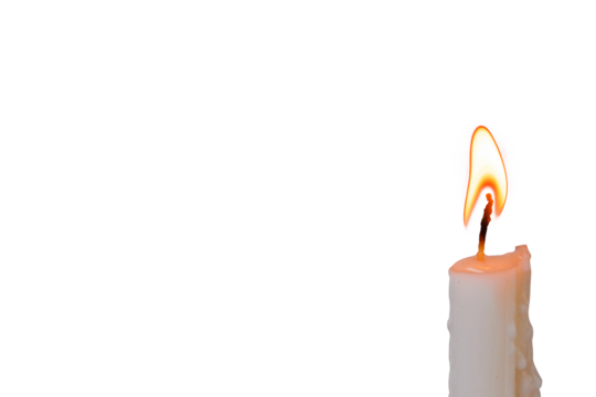 burning candle with empty space for text isolated on white