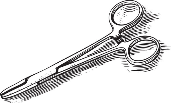 surgical scissors black and white engraving clip art preview