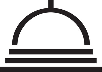 simple stylized bell with a curved top and horizontal base.