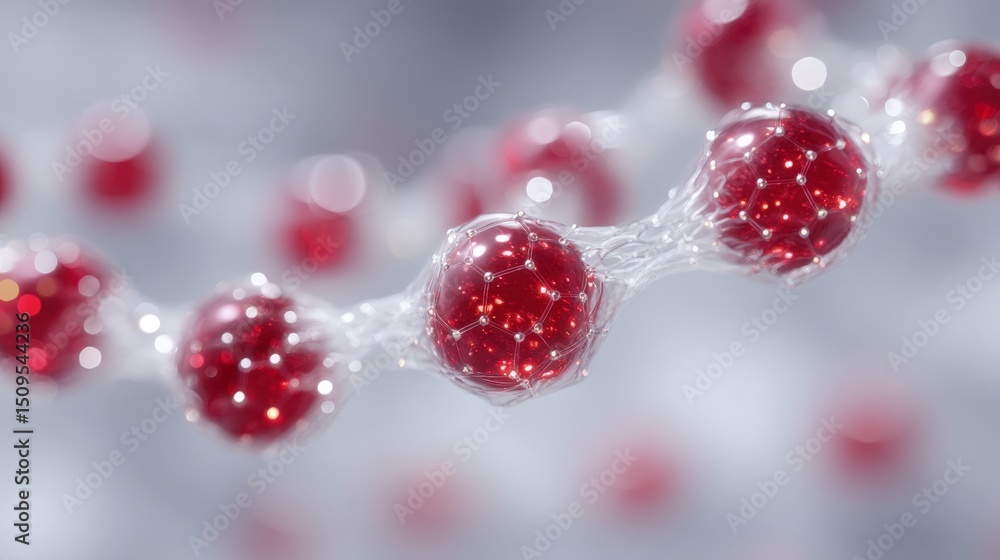 Aufkleber futuristic molecular structure red spheres network science technology abstract