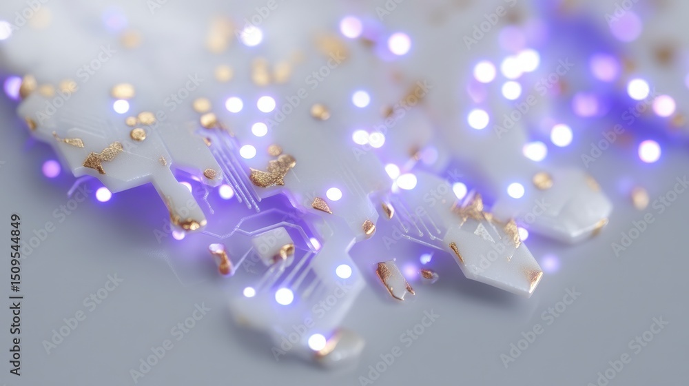 Poster futuristic circuit board with glowing lights abstract tech background
