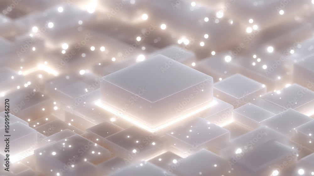 Aufkleber futuristic data center abstract 3d cubes network server glowing lights technology back