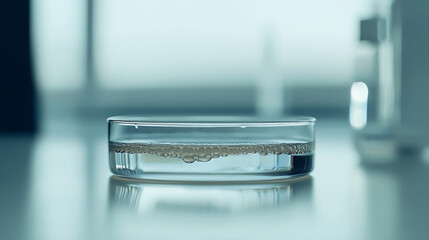 Petri Dish with Liquid Sample in Laboratory Setting