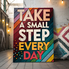 Take a Small Step Every Day  Motivational Wall Art Poster