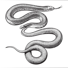 Obraz premium detailed black and white of a coiled snake.
