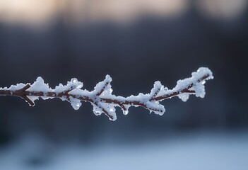 Obraz premium close up of a branch with snow on it
