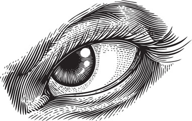 Naklejka premium detailed close-up rendering of a human eye with intricate linework.