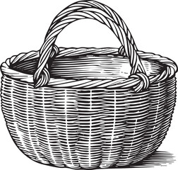 Fototapeta premium rustic woven basket rests on a clean white surface.