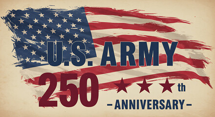 U.S. Army 250th Anniversary Distressed American Flag Graphic Resource for Patriotic Celebration