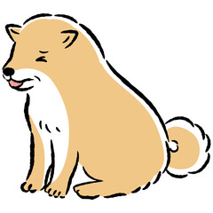 体調の悪いシニア犬の手描きイラスト