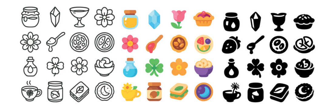 Culinary delights icon collection: food, drink, and dessert symbols