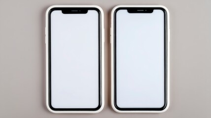 Two Blank Smartphones  White Cases  Neutral Background  Mockup  App Design  Technology  Mo