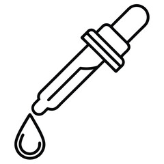 A sharp steel medicine dropper injects a vector illustration of an oil or water drop, an isolated medical tool icon