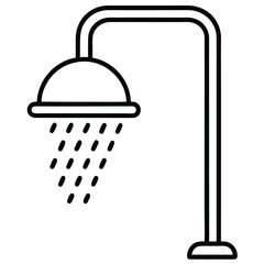 Modern Shower Icon Design Template for Bathroom and Restroom Signage Featuring a Simple and Clean Vector Illustration for Web and Print Use