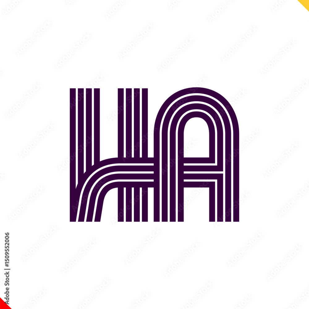 Fototapete parallel line monogram initial logo, combination of letter h and a. best for name abbreviation.
