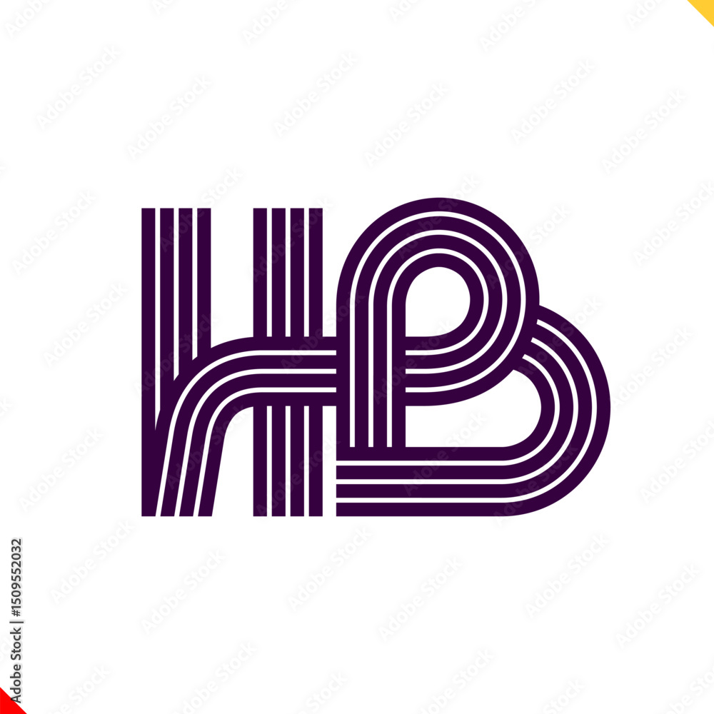 Fototapete parallel line monogram initial logo, combination of letter h and b. best for name abbreviation.