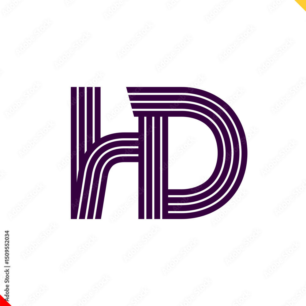 Fototapete parallel line monogram initial logo, combination of letter h and d. best for name abbreviation.
