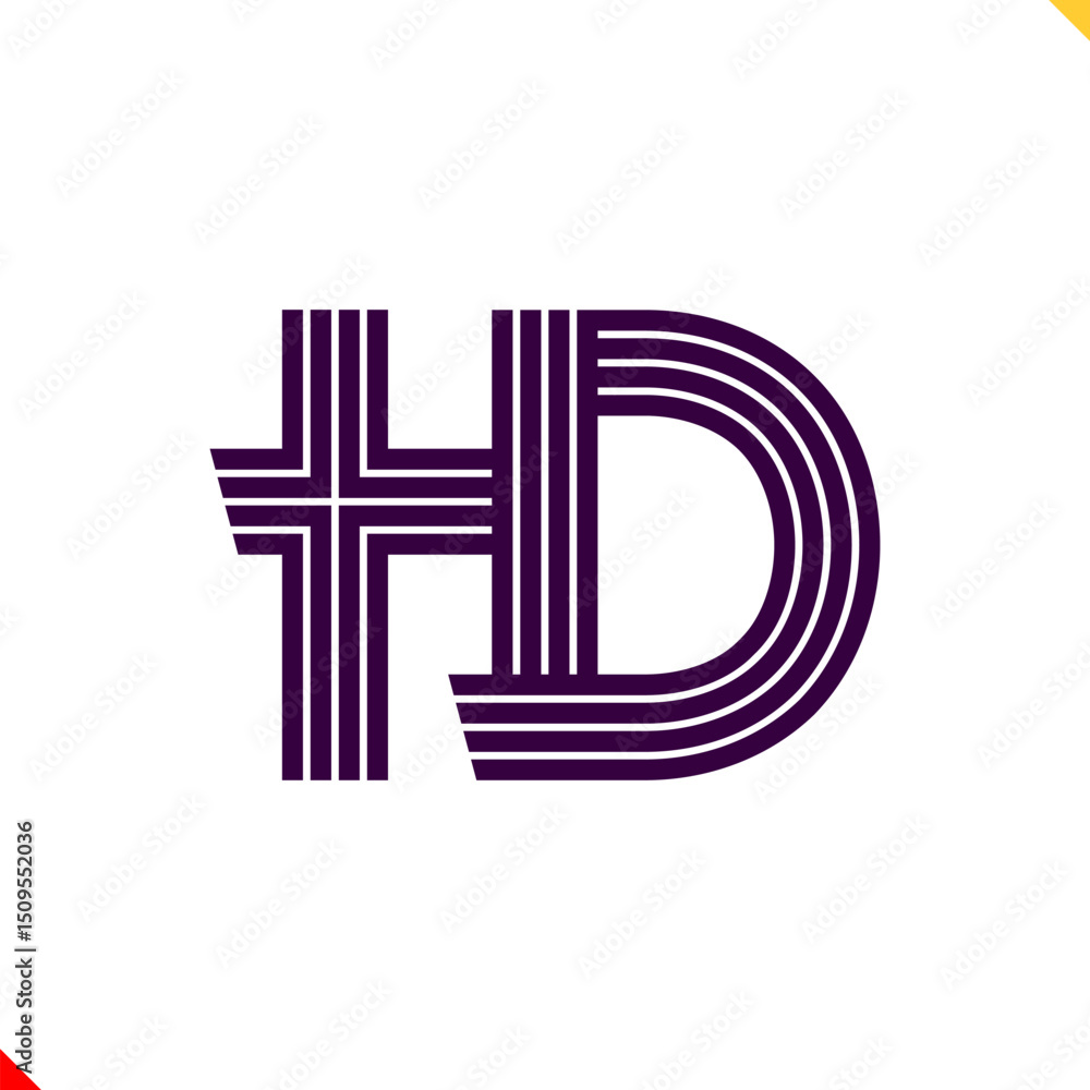 Fototapete Parallel line monogram initial logo, combination of letter H and D. Best for name abbreviation.