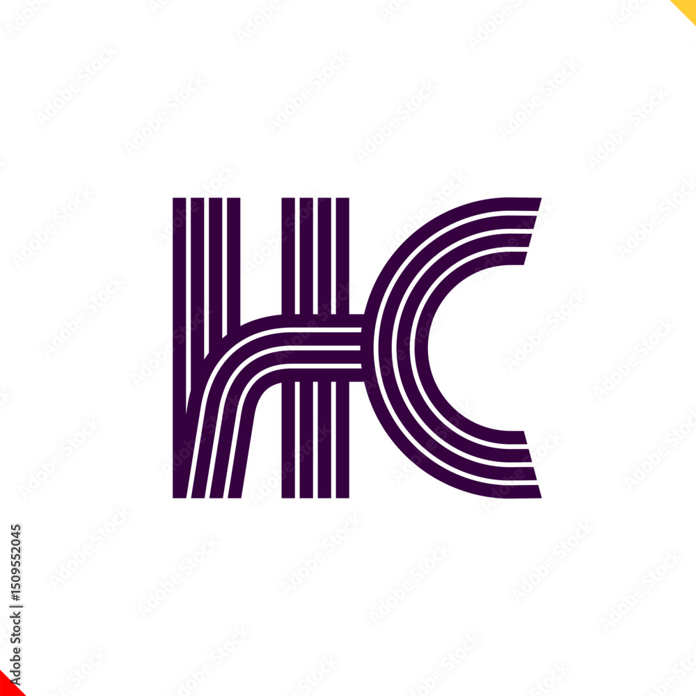 Fototapete parallel line monogram initial logo, combination of letter h and c. best for name abbreviation.