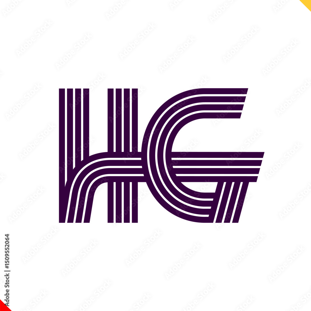 Fototapete parallel line monogram initial logo, combination of letter h and g. best for name abbreviation.