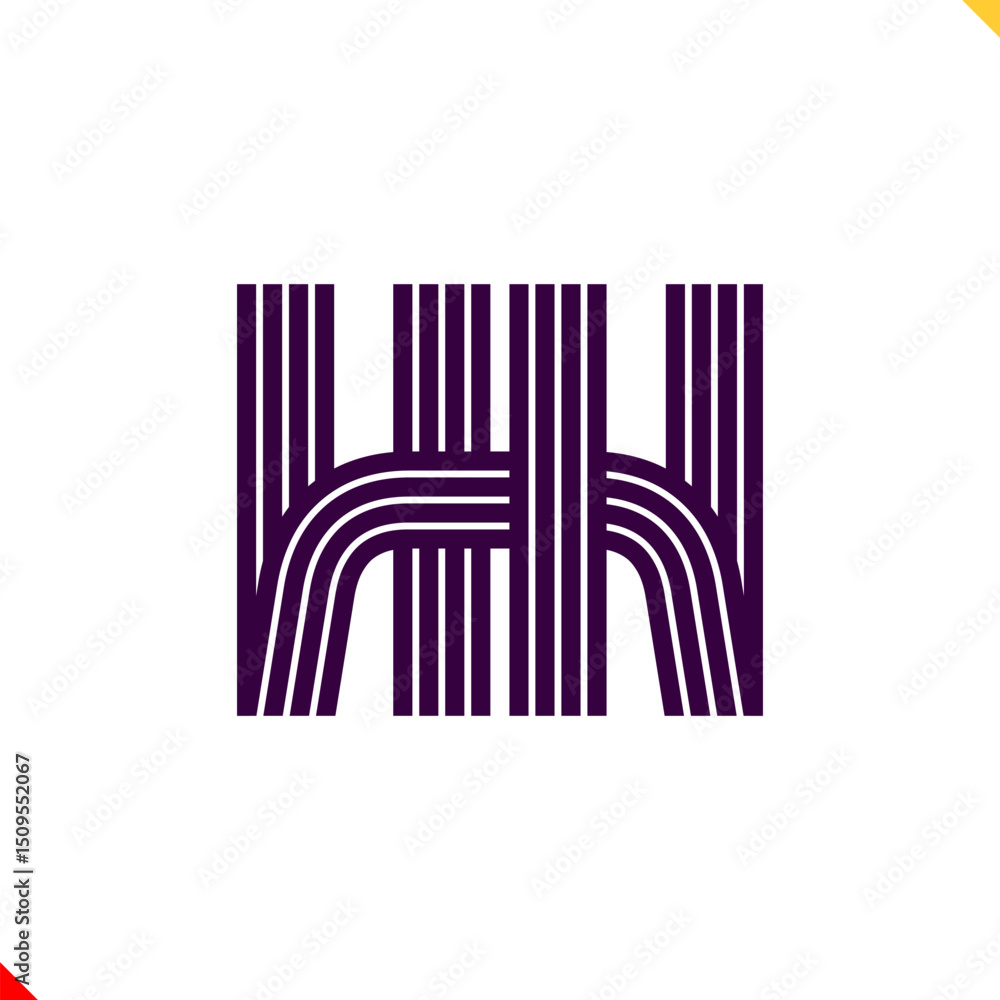 Fototapete parallel line monogram initial logo, combination of letter h and h. best for name abbreviation.