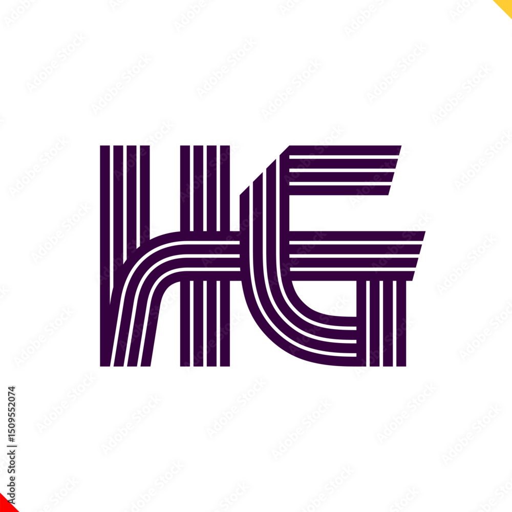 Fototapete Parallel line monogram initial logo, combination of letter H and G. Best for name abbreviation.