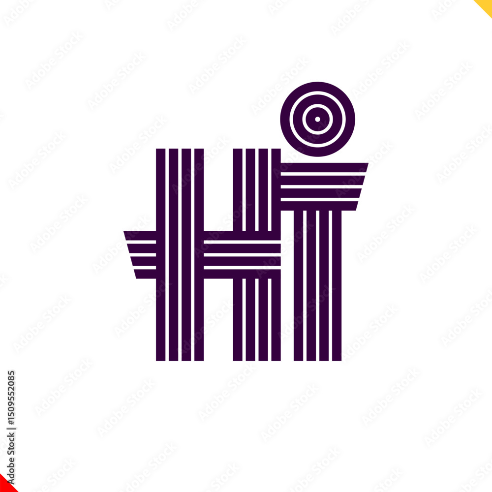 Fototapete parallel line monogram initial logo, combination of letter h and i. best for name abbreviation.