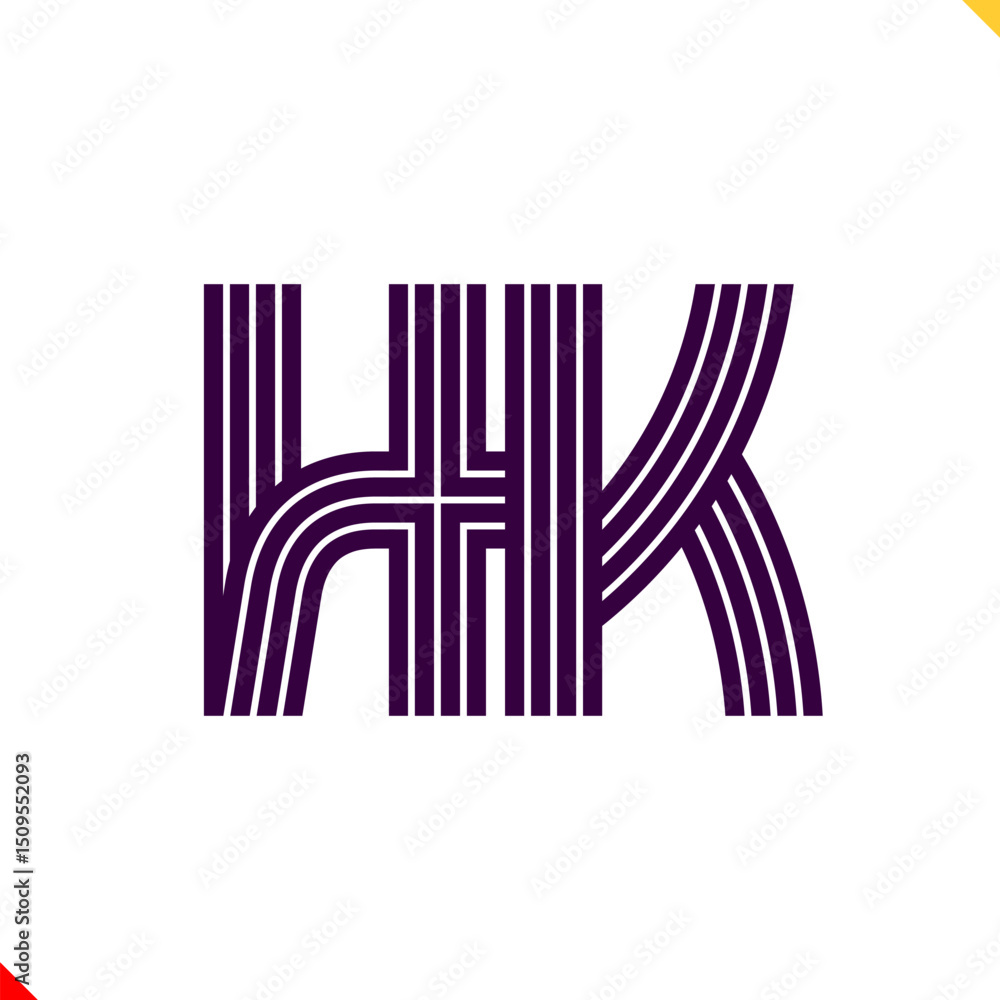 Fototapete parallel line monogram initial logo, combination of letter h and k. best for name abbreviation.