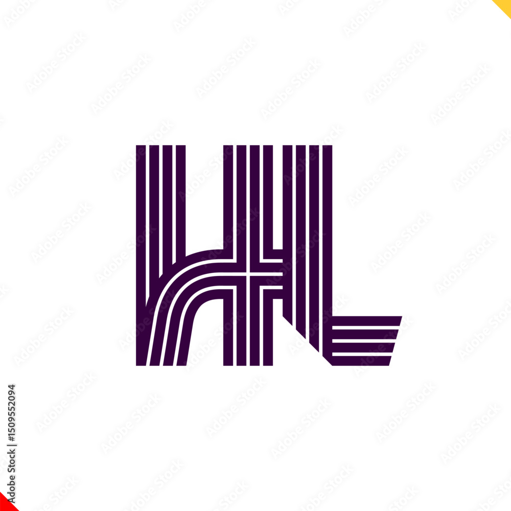 Fototapete parallel line monogram initial logo, combination of letter h and l. best for name abbreviation.