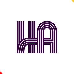 Parallel line monogram initial logo, combination of letter H and A. Best for name abbreviation.