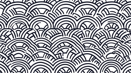 Abstract Black and White Wave Pattern Seamless Design