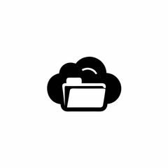 Cloud Storage Folder Icon Vector Silhouette Design