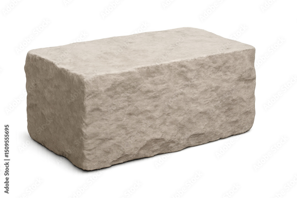 Aufkleber single rectangular light gray stone block isolated on transparent background, ideal for architectura